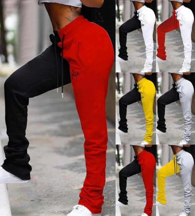 Pantalon de course Femmes Streetwear Embrode CasualHigh pantalon Patchwork Joggers colorés Pantalons de survêtement