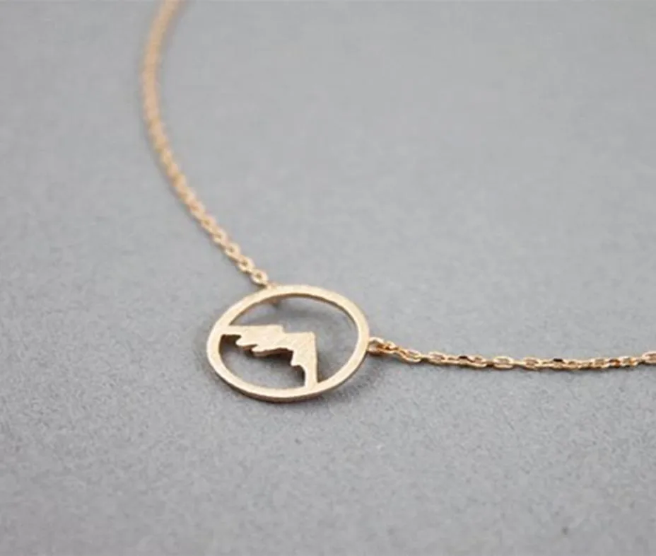Rose Gold Range Mountain Necklace Women Simple Jewelry Bridesmaid Gift Stainless Steel Choker Circle Pendant Collare Femme 20207384933