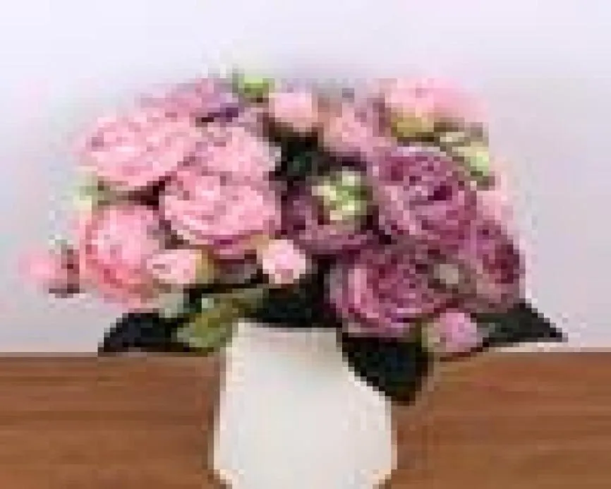 30 cm Bouquet de soie rose rose Fleurs artificielles Fleurs artificielles 5 Big Heads 4 Small Bud Bride Wedding Home Decoration Fake Flowers Faux T19104118417