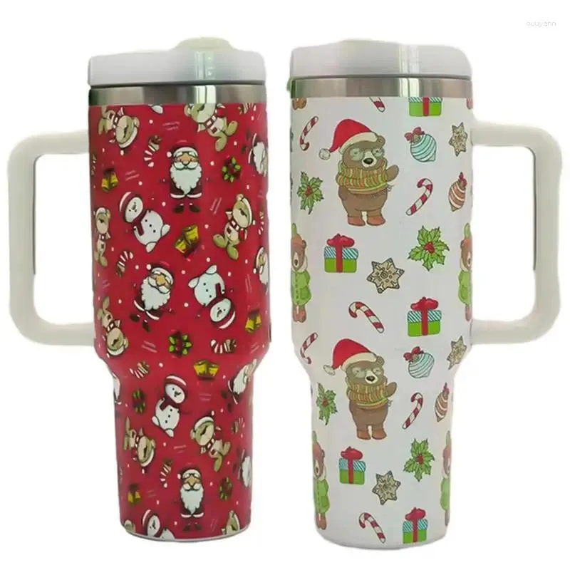 Vattenflaskor isolerad kaffetumare med lock jul vin dubbel vägg vakuum glashandtag för kalla drycker
