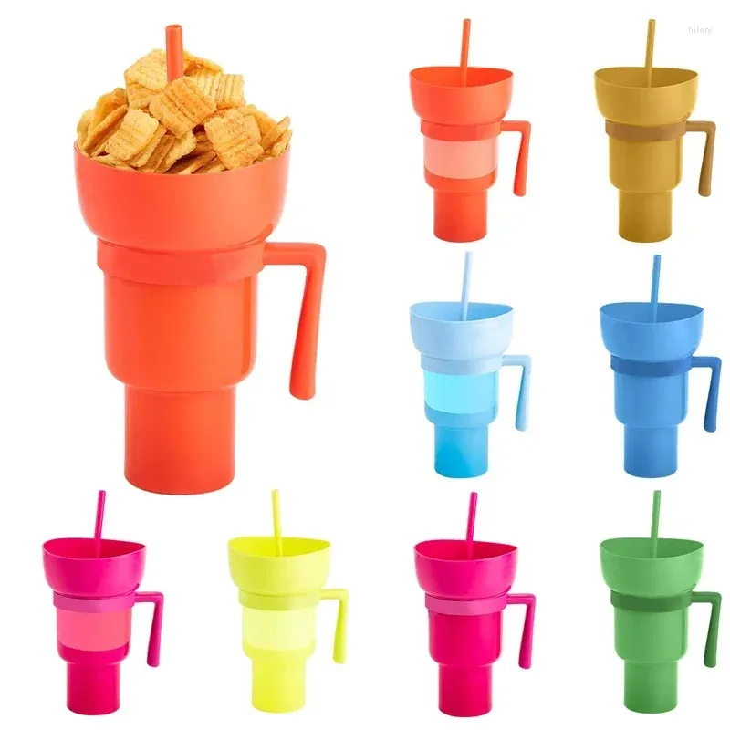 Assiettes 8 Color Tobbler Popcorn Brink Cola Cup 2 in 1 Snackies Portable Splash Snack Bowl Rangement de poulet avec poignée
