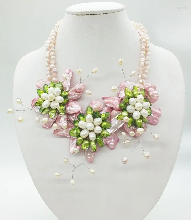 Colliers pendentifs jolis # fleurs de perles baroques naturelles.Collier de mariage de mariée classique 20 "