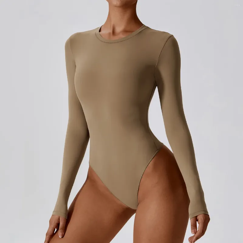 Chemises actives 2024 Europe et les États-Unis Sexy Slimming Yoga à manches longues BodySuit de danse de ballet de ballet