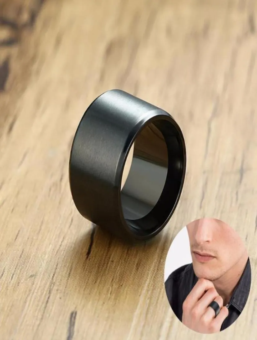 Cluster Rings Men 15mm Extra Wide Tube Ring In Black Stainless Steel Chunky Band Male Jewelry Mens Accessories2115085