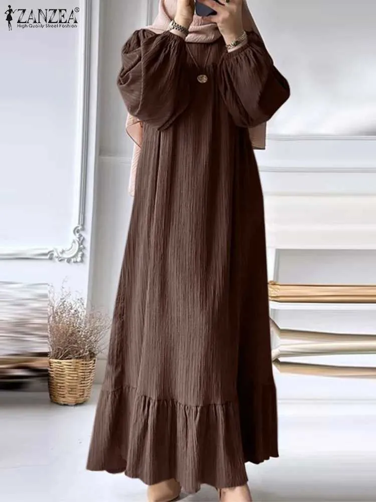 chinese dress ladies Vintage Solid Shirt Dress Women Spring Sundress ZANZEA Casual Long Sleeve  Maxi Vestidos Female V neck Baggy Robe 7