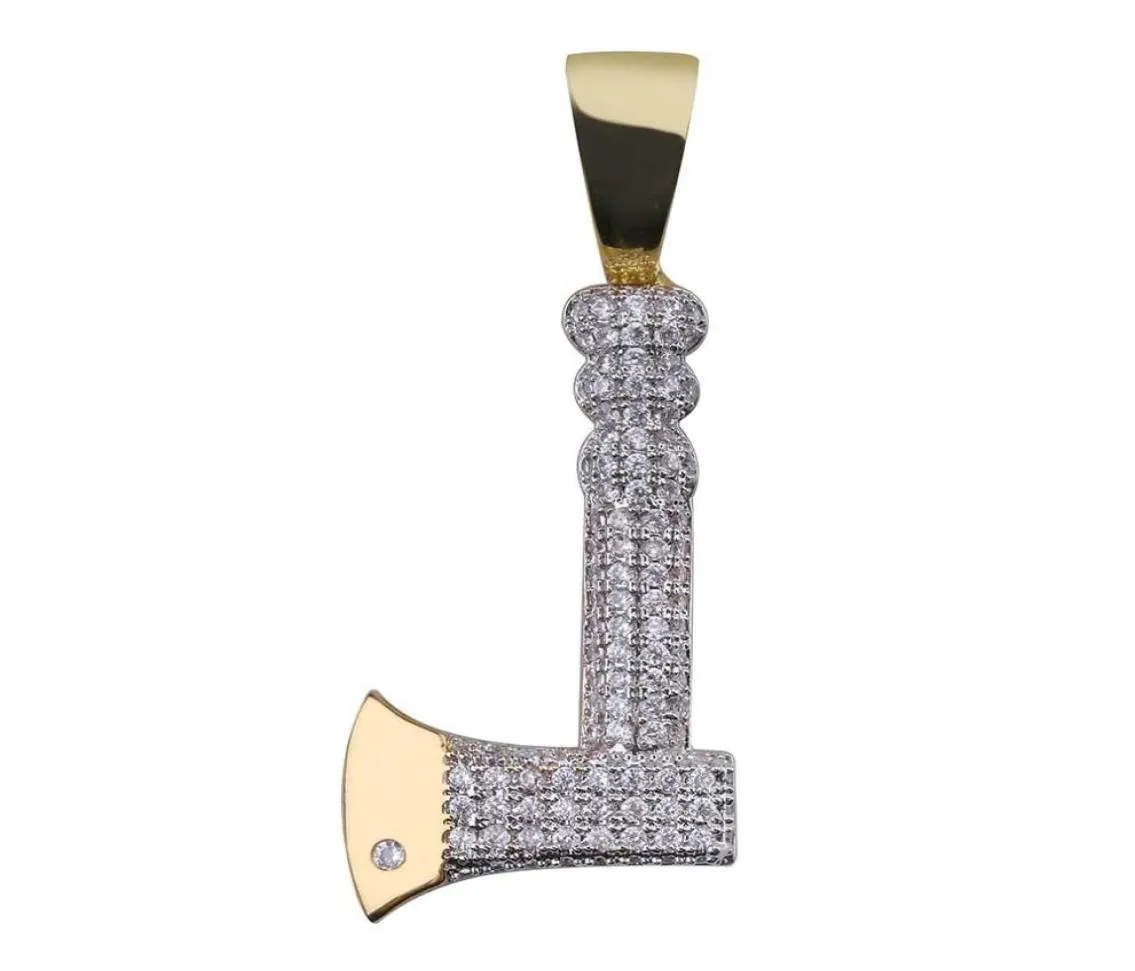 Hip Hop Gold Color Plated Chopper Pendant Necklace Micro Pave Zircon Iced Out Jewelry With Rope Chain8171929