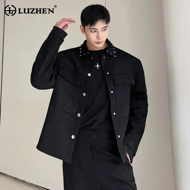 Gacche da uomo Luzhen tasche giunture Design a colori solido Design alla moda Deerskin 2024 Blazer Casual Blazer Spring Fashion Elegant Coat LZ3042