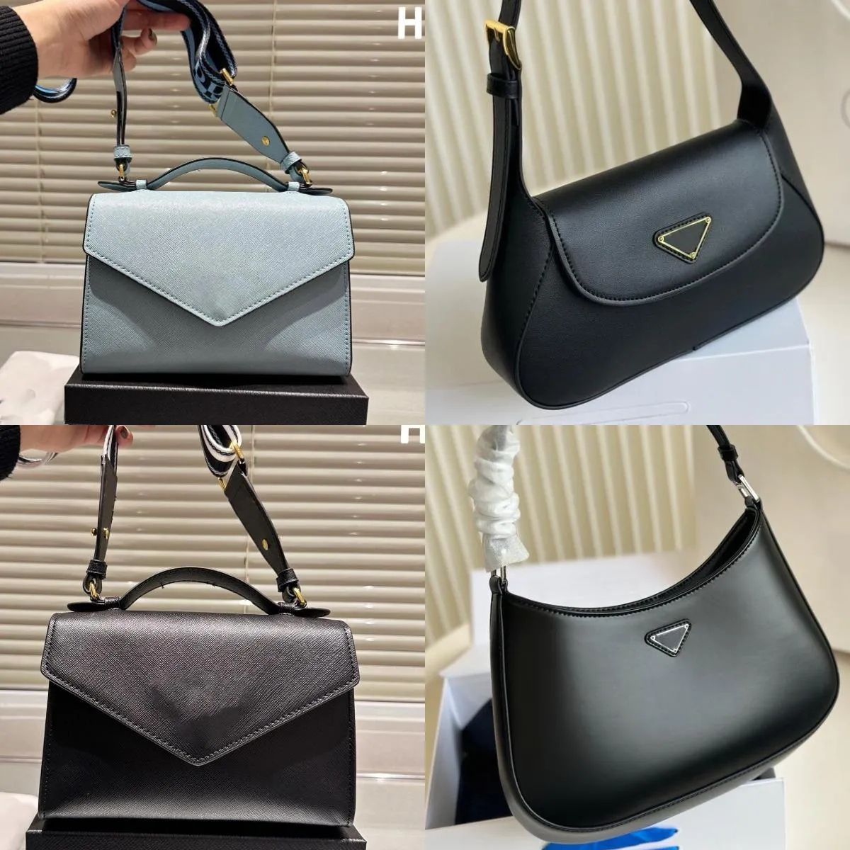 with box Evening Bags Women's Casual Designer Tote Wedding Date Leather Handbag Letter Metal Triangle Shoulder Bag Street Shopping Messenger Backpack