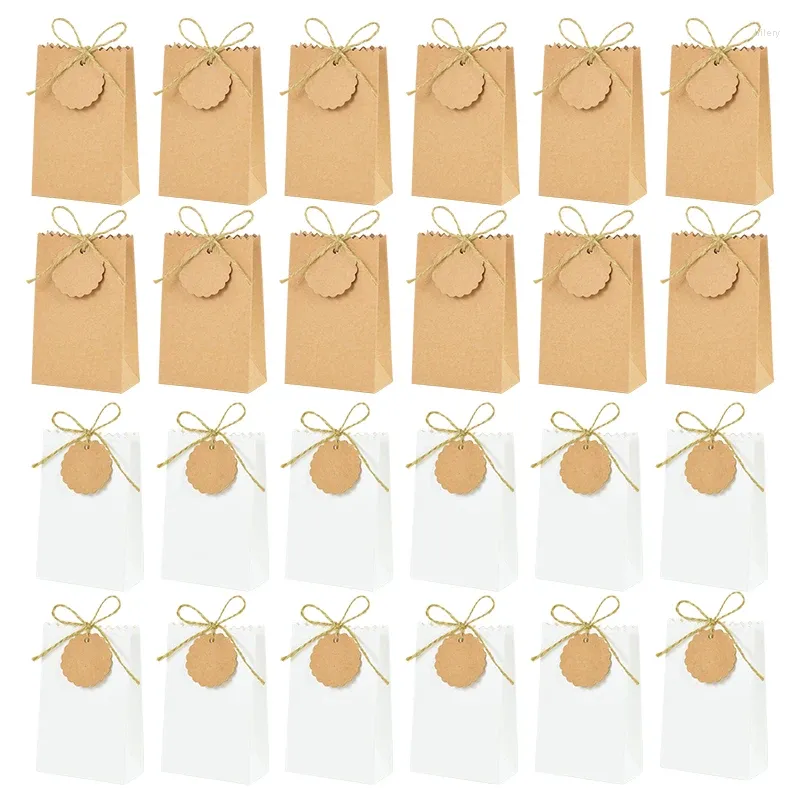 Opakowanie na prezenty 10pcs/działka papierowe torby z liną do etykiety czekoladowe ciasteczka opakowanie torba ślubna