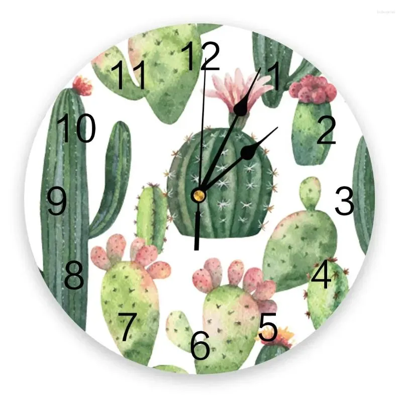 Corloges murales Tropical Green Plant Cactus Clatif