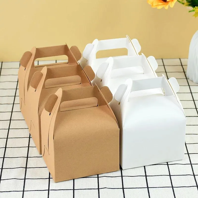 Wrap regalo 5pcs Kraft Paper Hands Box Candy Cookie Boxaging Boxes Weedings Birthday Party Decoration per gli ospiti Gift