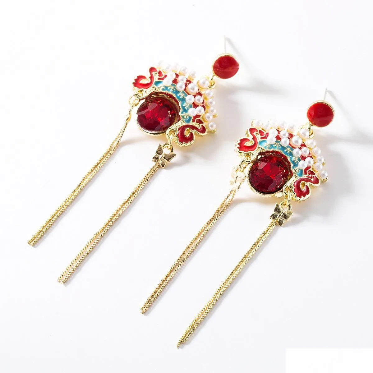 Dangle Chandelier Fashion Chinese Style S925 Sier Needle Creative Peking Opera Facial Makeup Phoenix Crown Bride Earrings Fashiona Dhtk5