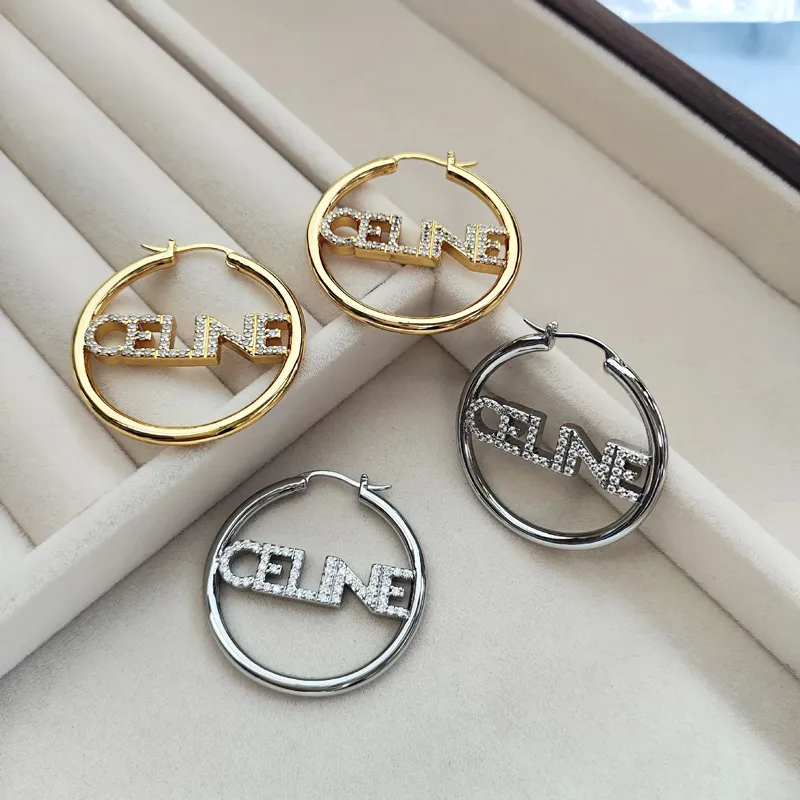 Boucles d'oreilles de concepteur de cercle Celibrand de luxe pour femmes 18 km argent vintage aretes oorbellen brincos lettre