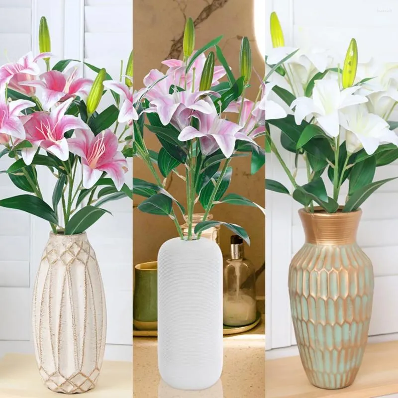 Fleurs décoratives 1pc Lily succursale (exclusion des bouteilles) Business Office bureau de bureau de bureau