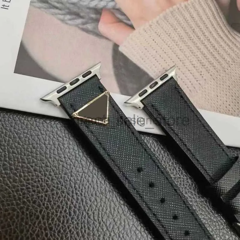 Sangle de montre de créateurs pour Apple Watch Band 42 mm Stractures en cuir souple de luxe Iwatch 8 7 6 5 4 3 2 groupes Classic Letter Watch Band pour hommes