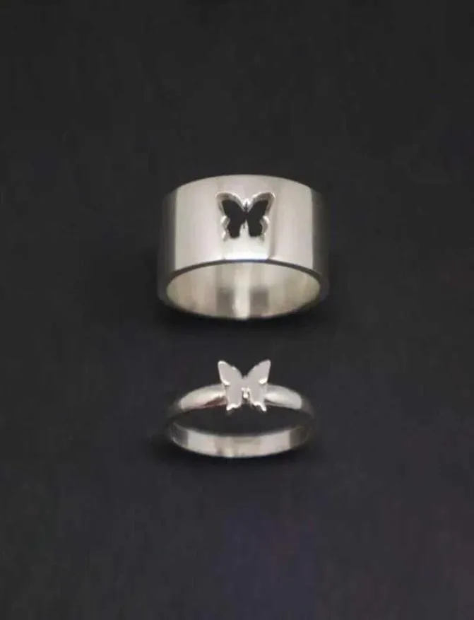 Couple Rings Butterfly Matching For Women Men de mariage Set Promed Ring Lovers Gold Sier Color7133053