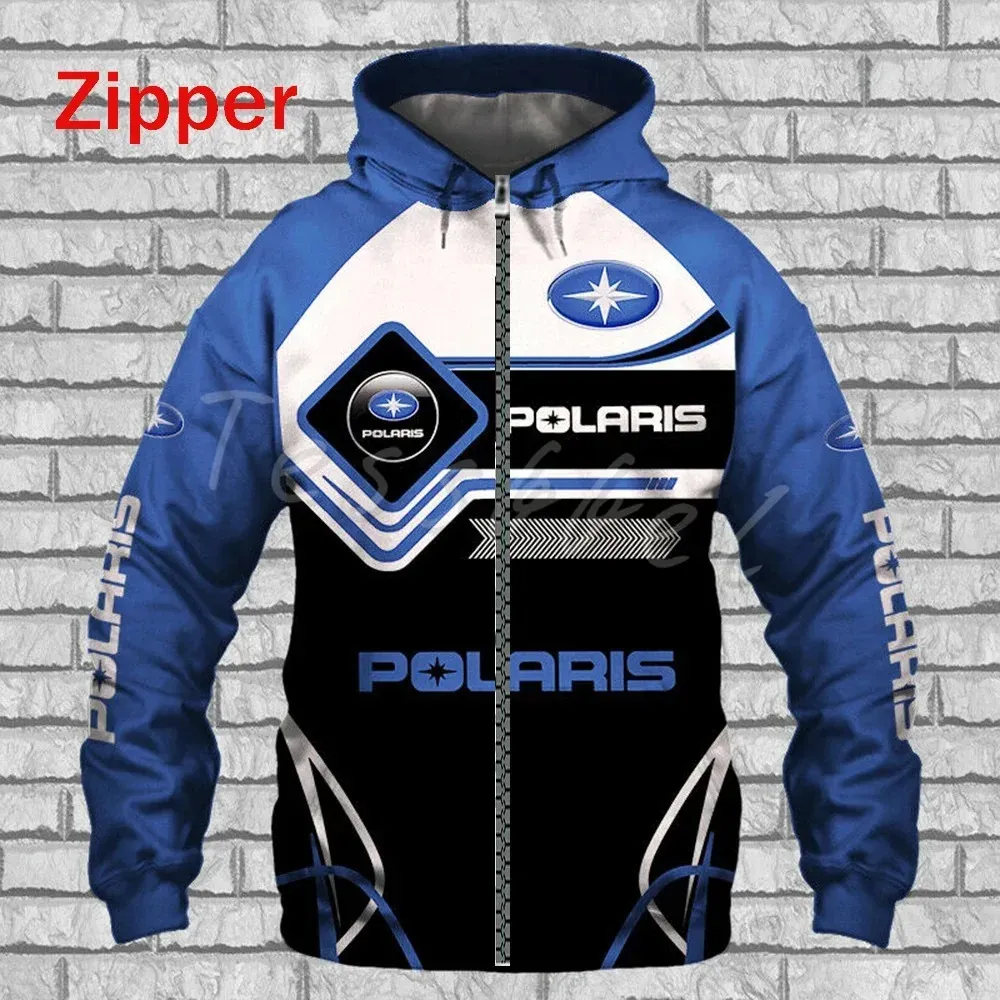 Polaris Racing RZR Sneeuwscooter Fashion Casual Zip Hoodie Top Heren en Dames Spring Autumn Hooded Jacket 240426