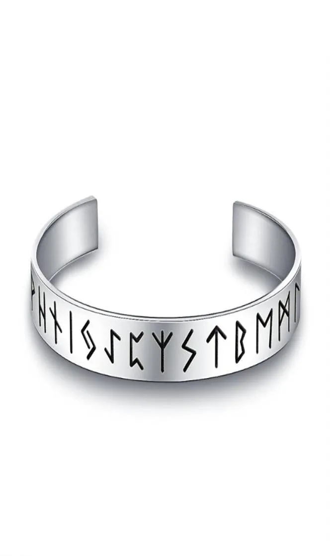 Norse Viking Futhark Runes Armband Men Skandinaviska smycken Vikings Pagan för kvinnor Bangle8153301