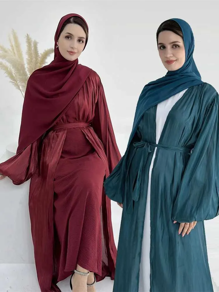 Vêtements ethniques Khimar Abaya Jilbab 2 pièces Set Ramadan Musulm Set Vêtements de prière Femme Dubaï Islam Hijab Kimono Ka Ensemble Musulmans T240510