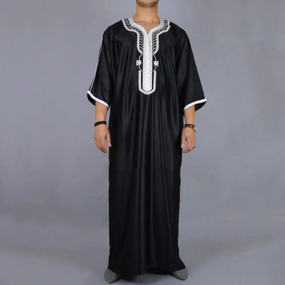 Summer Kaftan Musulm Mens Black Robe Short Short Shory Arab Style Arab Mens Abbigliamento islamico 240425 240425