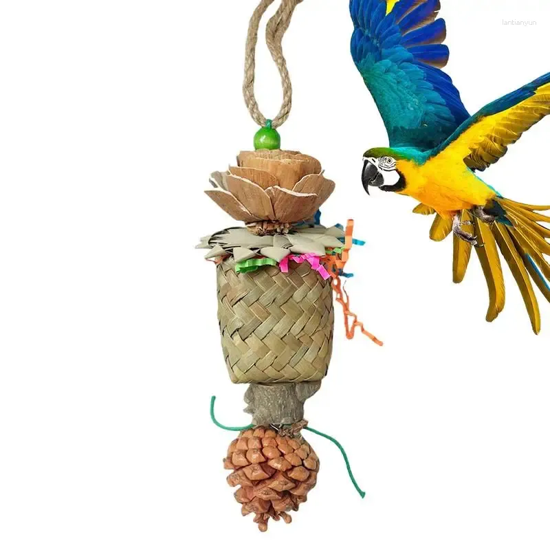 Autres fournitures d'oiseaux Parrot de recherche de recherche de nourriture en bois Palme tissé parakets multifonctionnels Jouets de morsure de morsure