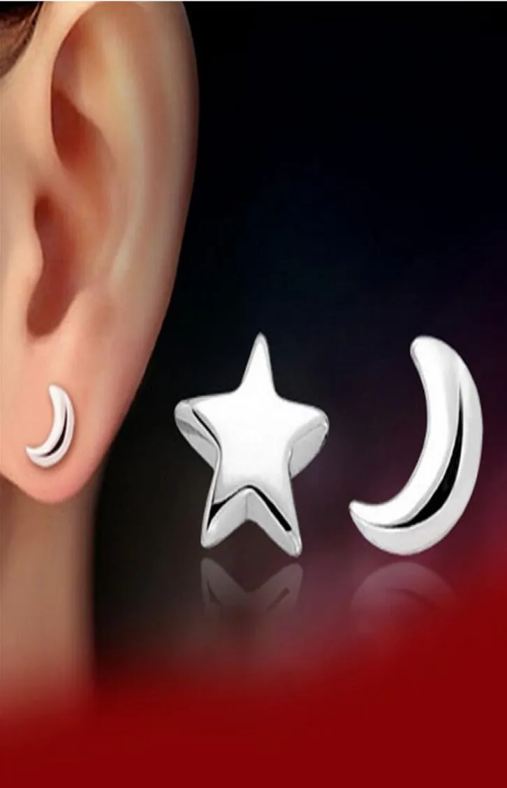 Boucles d'oreilles en or blanc pour femmes bijoux de l'oreille de lune star 30 925 Boucles d'oreilles en argent sterling pour les musulmans islamiques bijoux vintage7632293