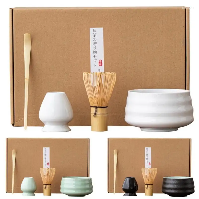 Teaware Set Matcha Whisk Set Safe Bamboo Teskoon Te Bowl med Siler Japanese Ceremony Accessory Birthday Present