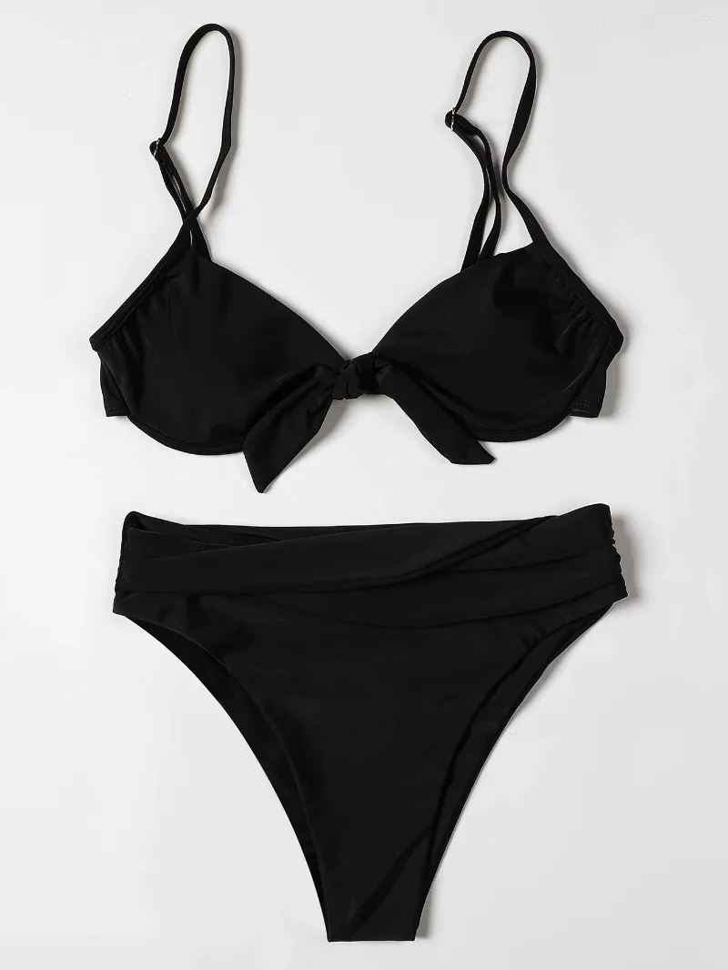 Swimwear féminin Ztvitality Black Bow High Taist Bikinis Brésilien Sexy Bikini 2024 STACHES D'ARRIVÉ