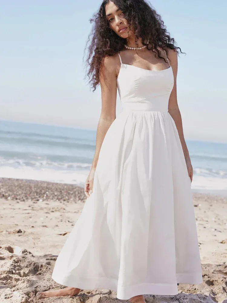 White midi beach dress hot sale