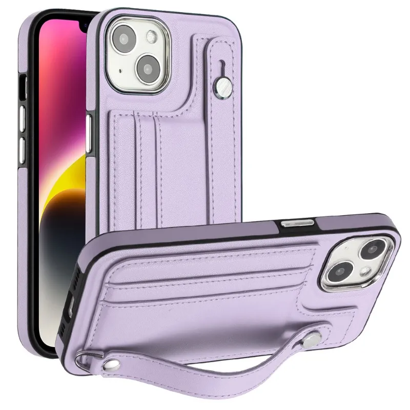 Adecuado para iPhone15 Cajas de teléfonos celulares de Promax 14 13 12 11 Strapa de muñeca bolsita de la tarjeta de la funda Propije de pulsera de lujo iPhone XR Max 15 más Case de teléfonos móviles