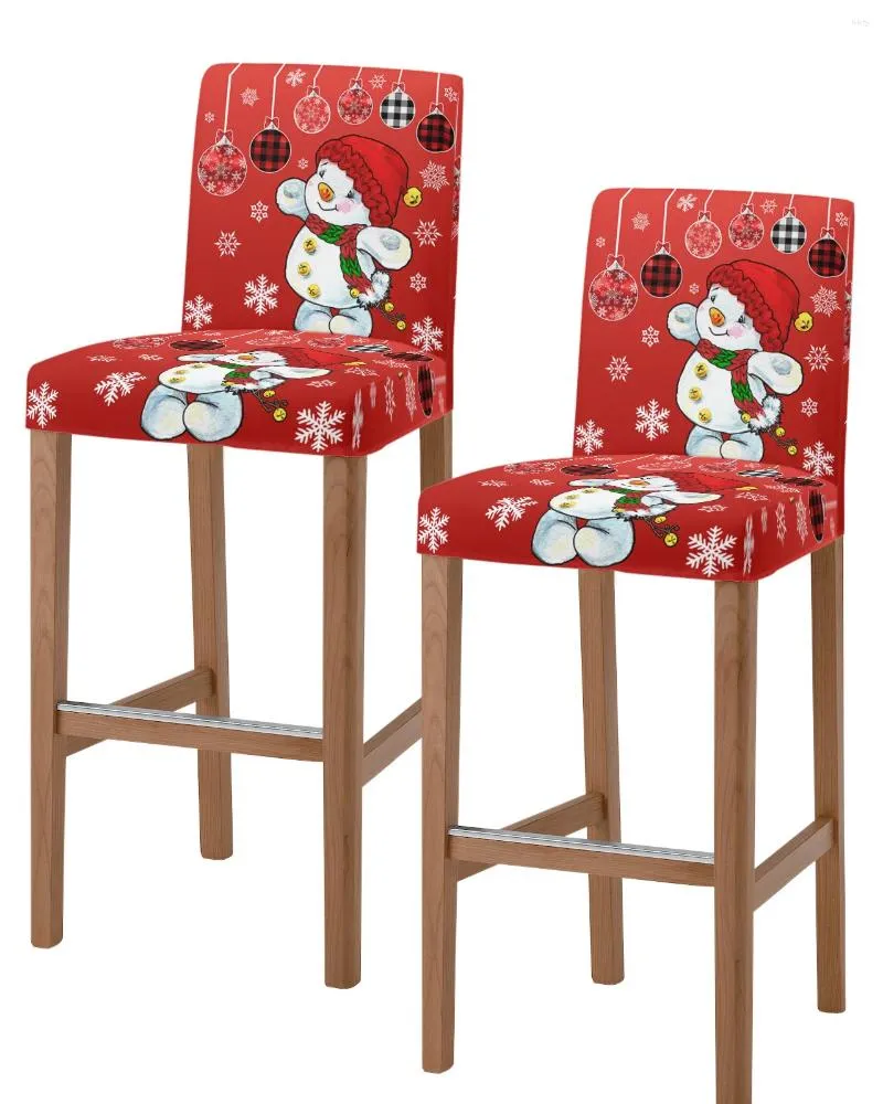 Couvercles de chaise de Noël Red Snowman Snowflake Lantern Hiver High arrière cuisine Cuisine élastique Bar tabouret Slipcover Dining Room Souse Cas