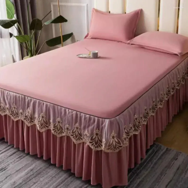 Bed Skirt Summer Fresh Solid Color Bedspread Single Piece Princess Style Lace Versatile Surround Household Dust Protection Cover