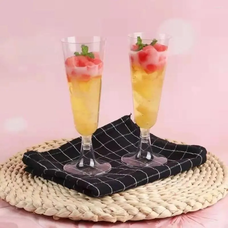 Engångskoppar sugrör 6st plast champagne glas kök kopp klar flöjt cocktail glasögon bröllop festtillförsel förtjockat rött vin