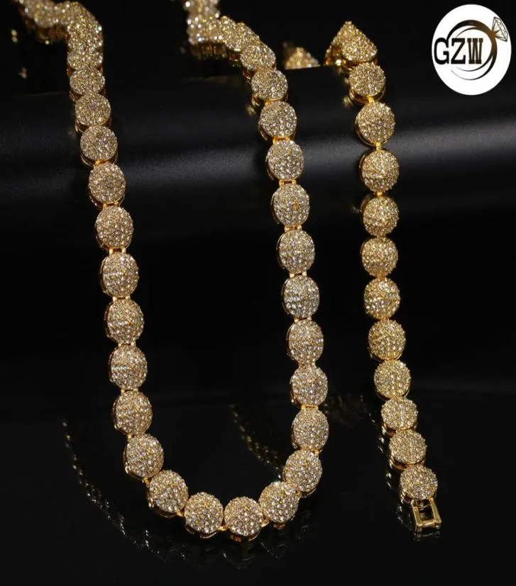 Ny Fashion Bling Diamond Cone Mens Gold Plated Chain Halsband Hip Hop Rapper Rhinestone Choker Chains smycken Gåvor till killar Män 5113713
