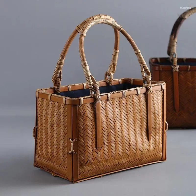 Bolsas de armazenamento Vintage Square Hand Basket