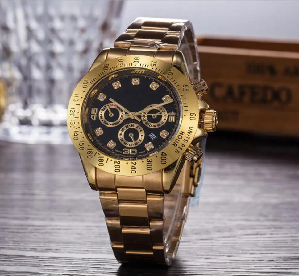 Смотрители светодиодные часы Mens Business Stainless Steel Metal Belt Rome Dial Gold Watch Fashion Womens Highgrade Quartz Watches2200915