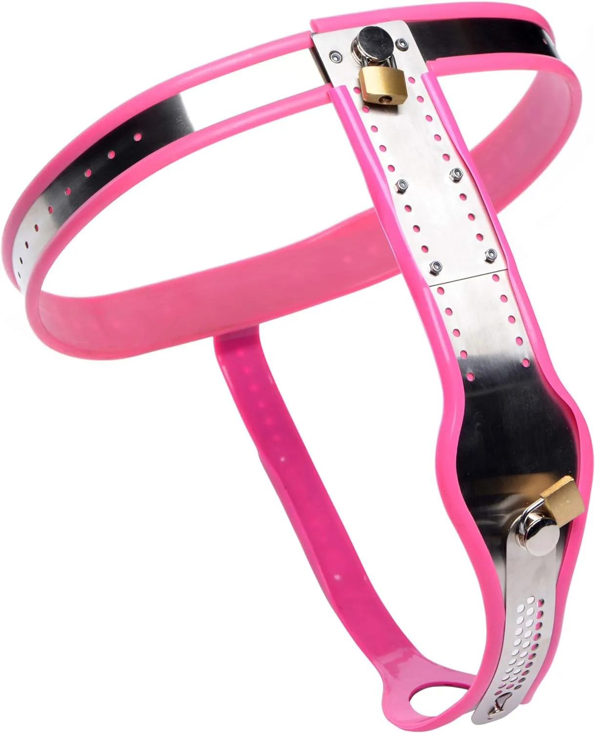 Pink Stainless Steel Adjustable Female Chastity Belt