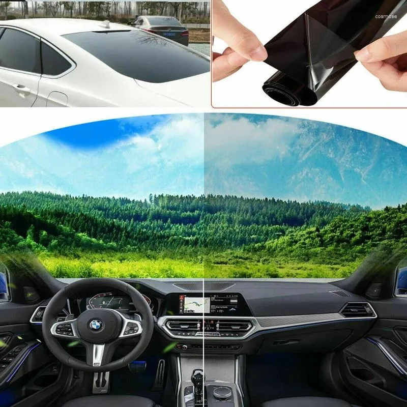 Adesivos de janela 5% -70% VLT Nano Ceramic Car Film Pet Pet High Isolate Isolamento UV Proteção Auto-adesiva Sol