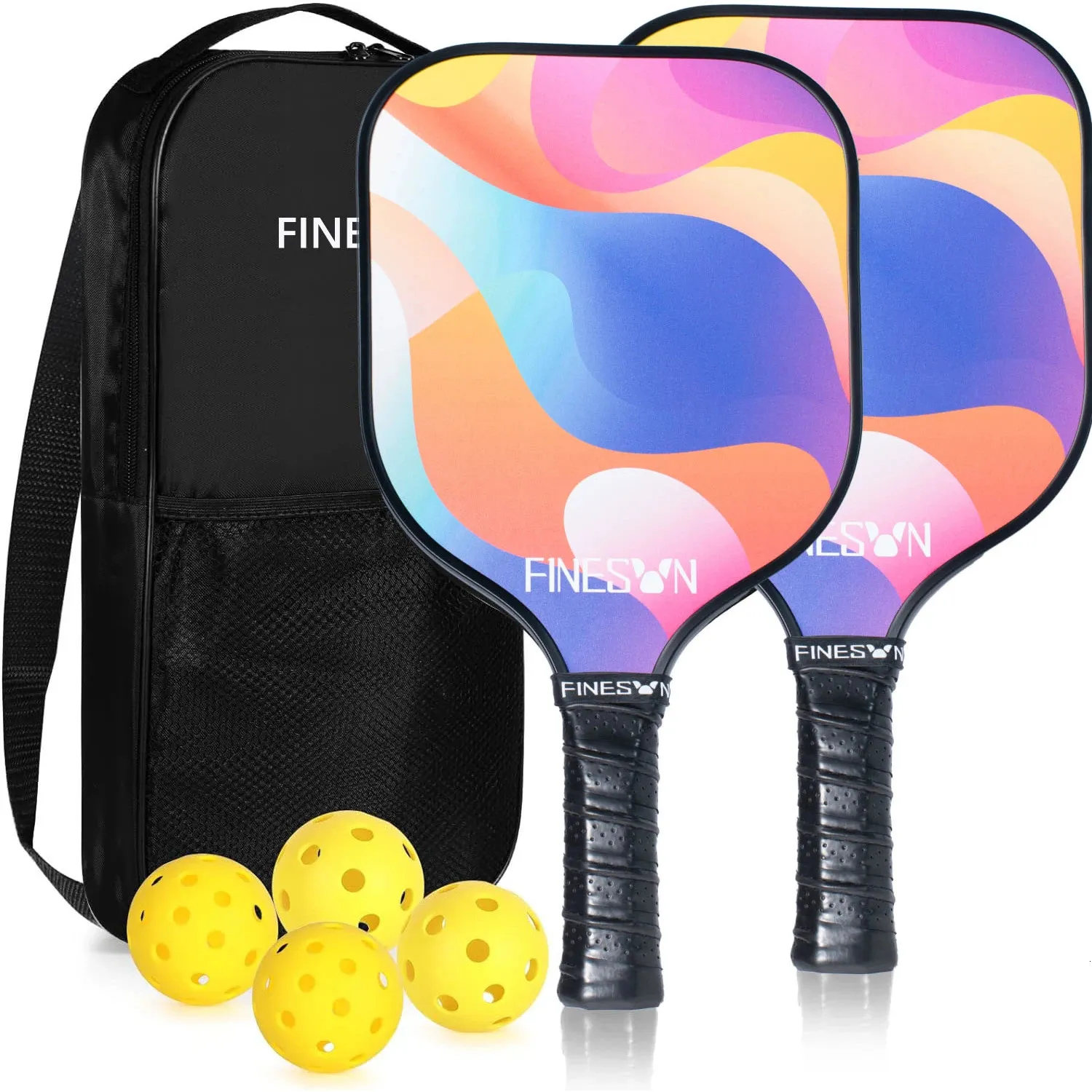 Finesun Pickleball Paddle Set with Pickleball Bag USAPA Compliant Enhanced Power Sweet Spot Indoor Outdoor Gift for Beginners 240507
