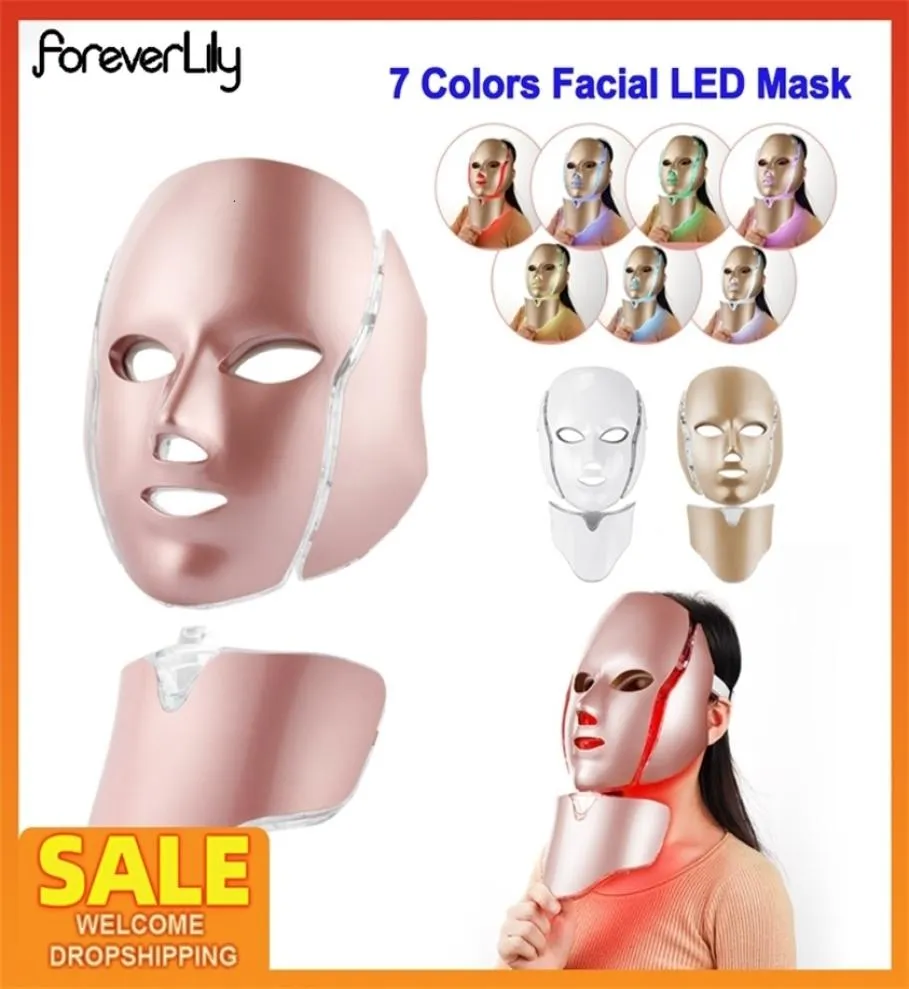 7COLOR LED LED LIGHT BEEY ACNE ANTI ACNE Stringere la terapia della macchina per la macchina per la macchina per il ringiovanimento della pelle del collo 2202189833946