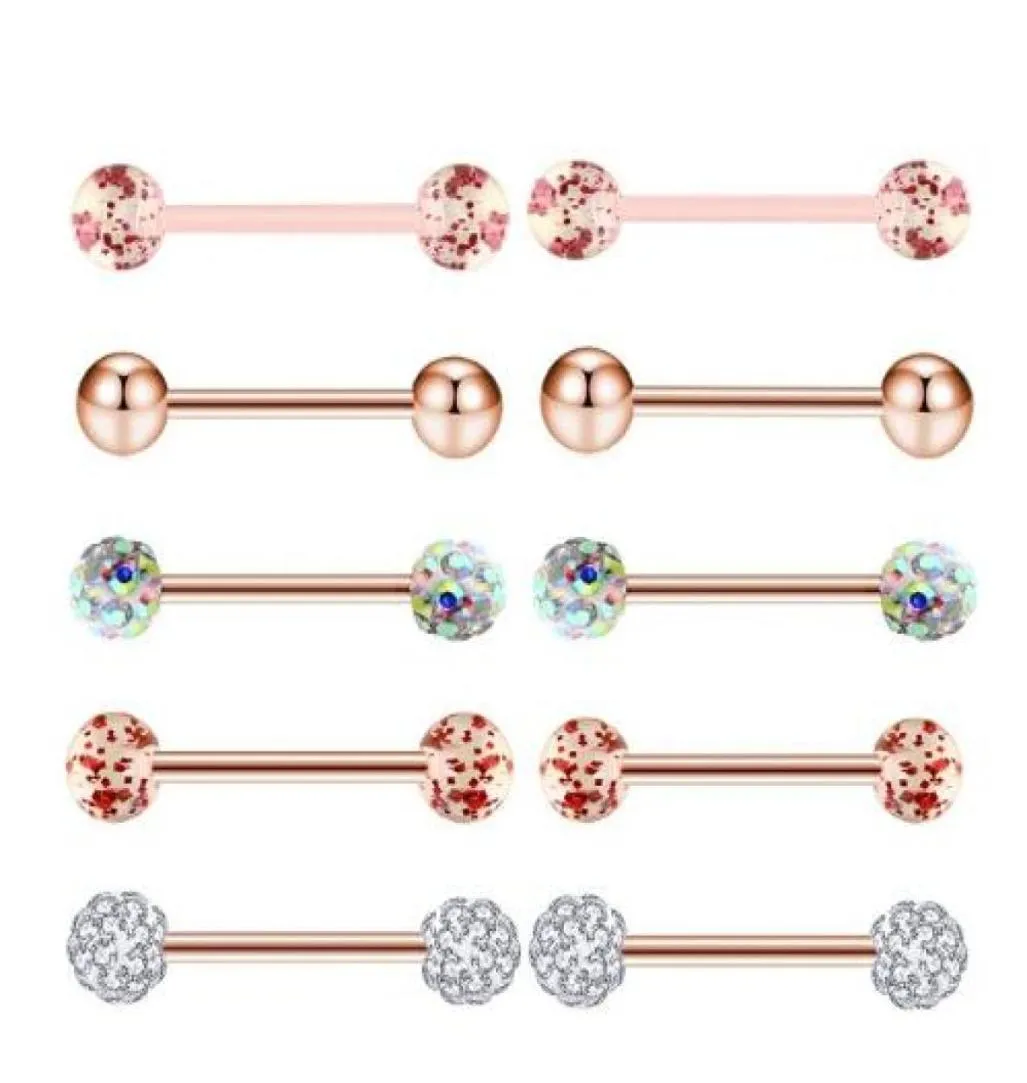 10pcSset Gold Rose Tongue Ronteaux en acier inoxydable Boucles d'oreilles acryliques HARCHELLES CORPS Tragus Piercing Bijoux MinDende Ring7480511