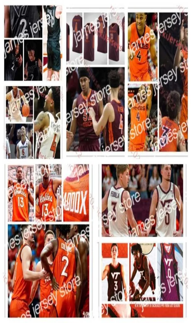 College Basketball indossa Virginia Tech Hokies Mens Maglie da basket cucite personalizzate Grant Grant Basile Darren Buchanan Jr John 6631819