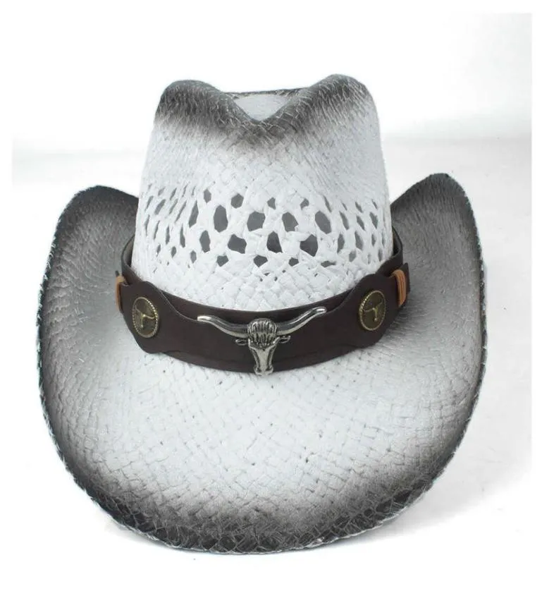 2019 män kvinnor halm western cowboy hatt sommar bred brim hatt utomhus sombrero hombre cowgirl hatt q08057817305