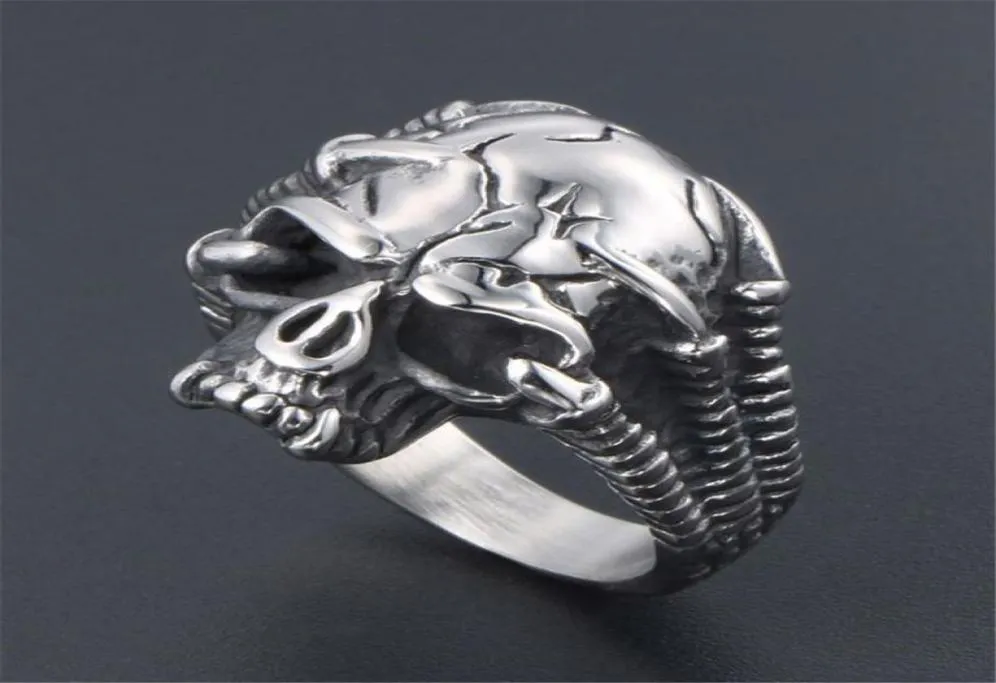 Gothic Men039s Ring de dedo Ring Biker Skull Aço inoxidável macho anéis vintage Men Jóias Acessórios de alta qualidade 7432610848