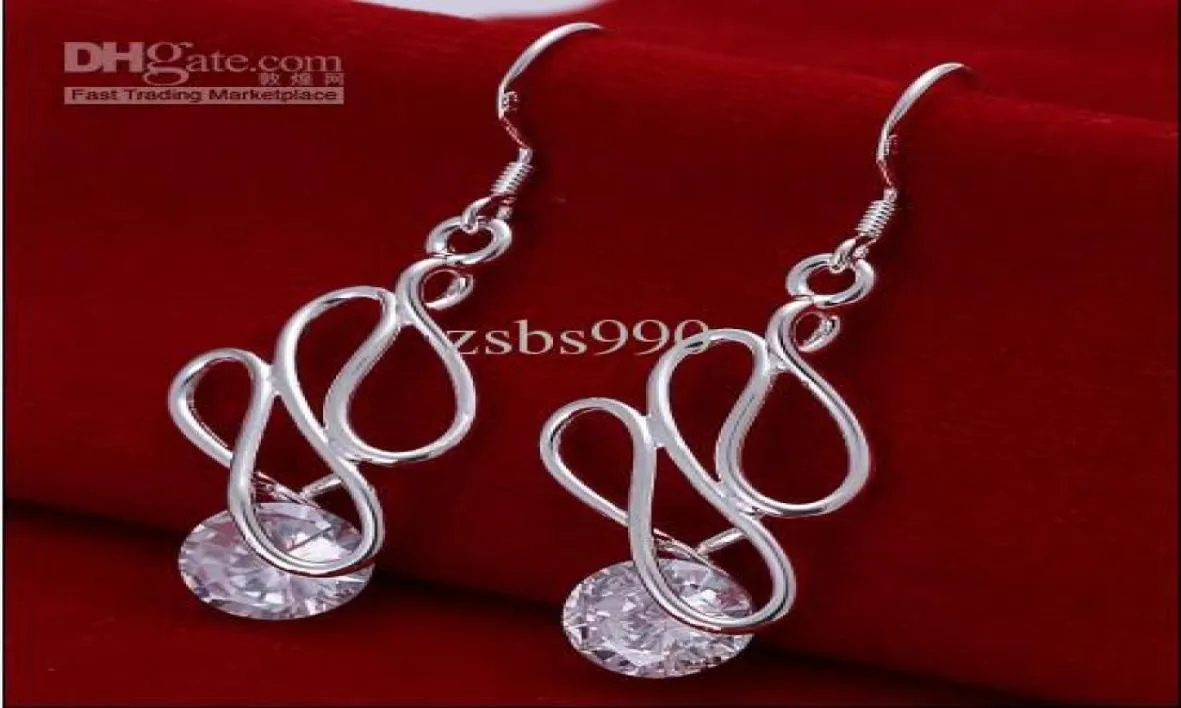Verkauf von beliebtem 925 Silver Inlay Zircon ED Wire Drop Ohrrings Fashion Schmuck 10pairlot4515071