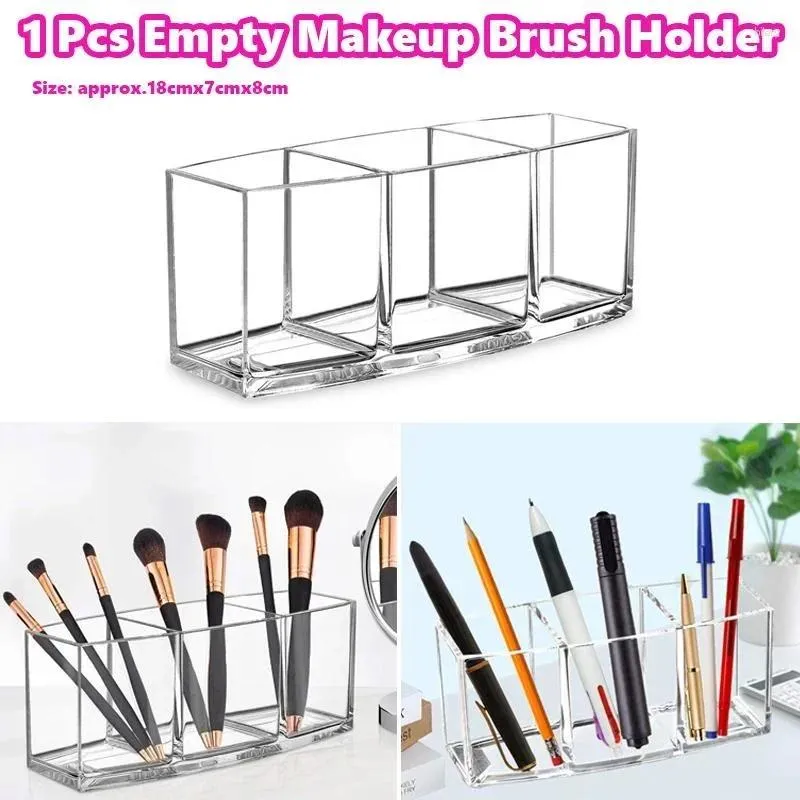 Boîtes de rangement 1 PC PRIDE Transparent 3 Slot Makeup Brush Brushder Board Cosmetic Pen Organizer Boîte