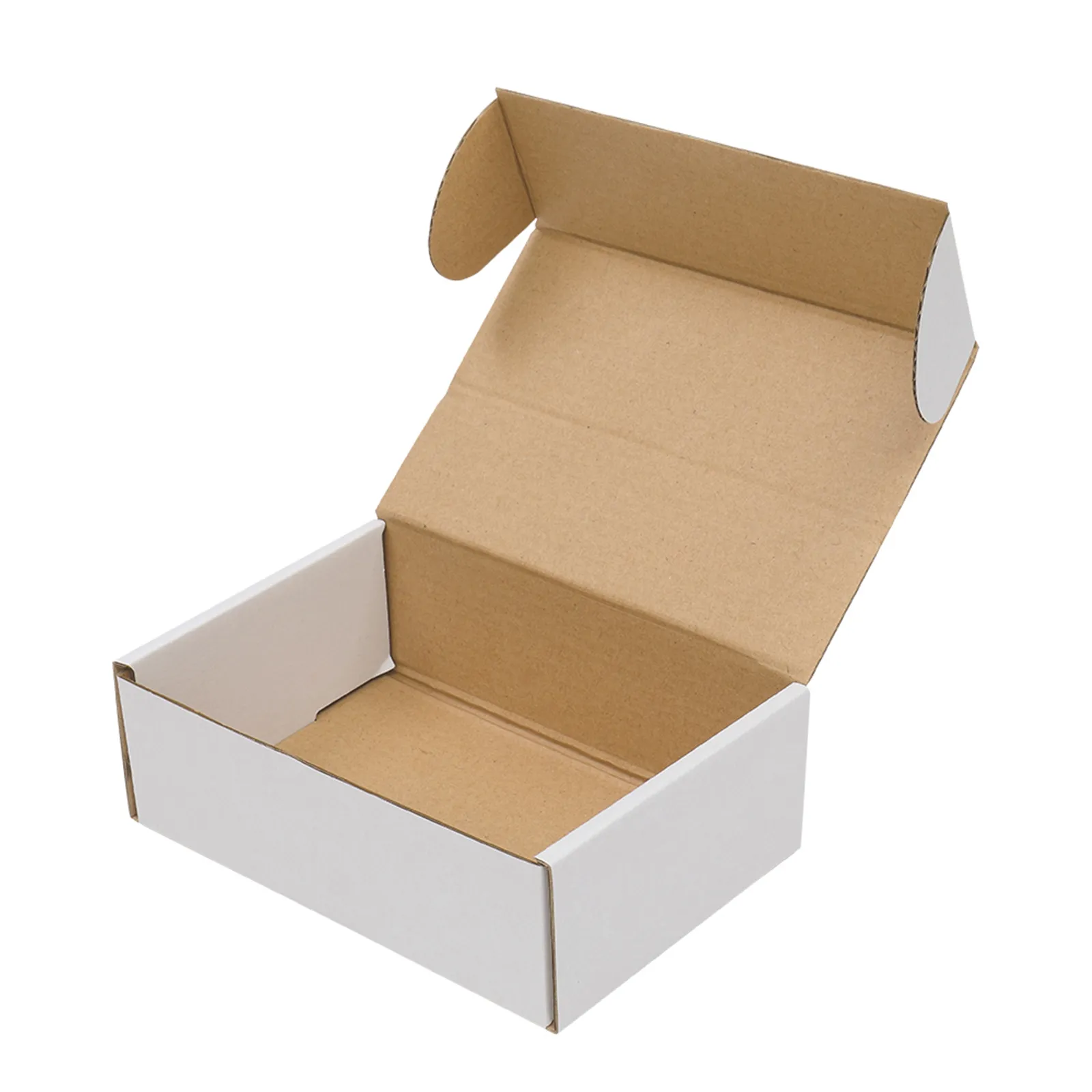 50 cajas de papel corrugadas 6x4x2 "(15.2 * 10 * 5cm) Blanco exterior y amarillo por dentro