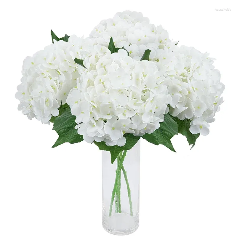 Fleurs décoratives 20 "Real Touch Hortensia Artificial Latex Faux pour le bouquet de mariage Home Mariage Centres de table DÉCOR 4PCS