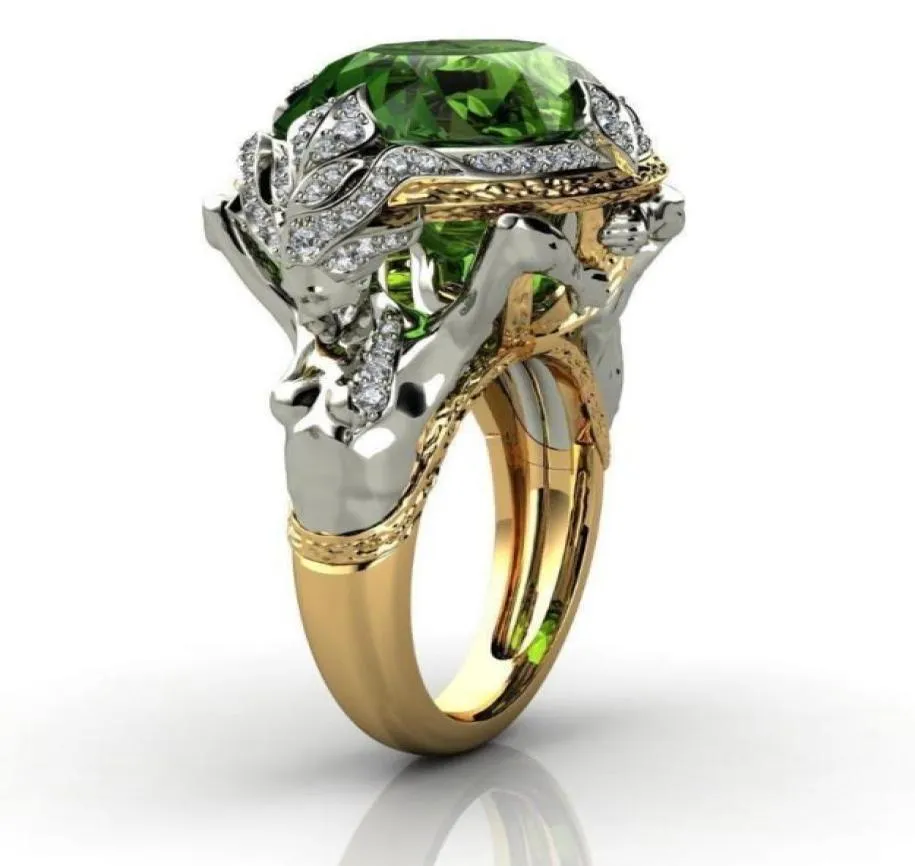 Anello di gemma smeraldi di colore oro giallo Hoyon 14k per donne Fine Anillos de anel Bijoux Femme Jewellery Bizuteria Jade 2208035362533