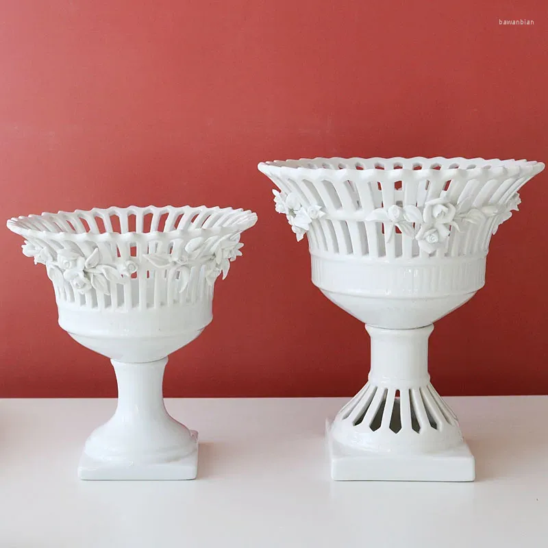 Jarrones Cerámica europea de cerámica hecha a mano Bouked Flower Ware Tresping Rattan Planta Decoración de macetas